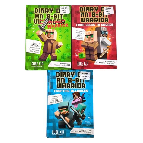 Diary of an 8-Bit Warrior 3 Hardcover Book Lot Cube Kid Unofficial Minecraft 1-3 - Picture 1 of 3